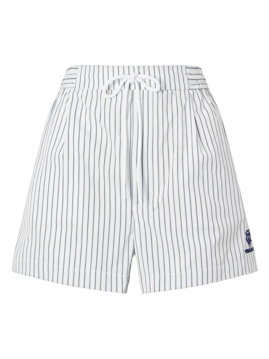 + Wimbledon Logo-embroidered Striped Cotton Shorts + Wimbledon Logo-embroidered Striped Cotton Shorts