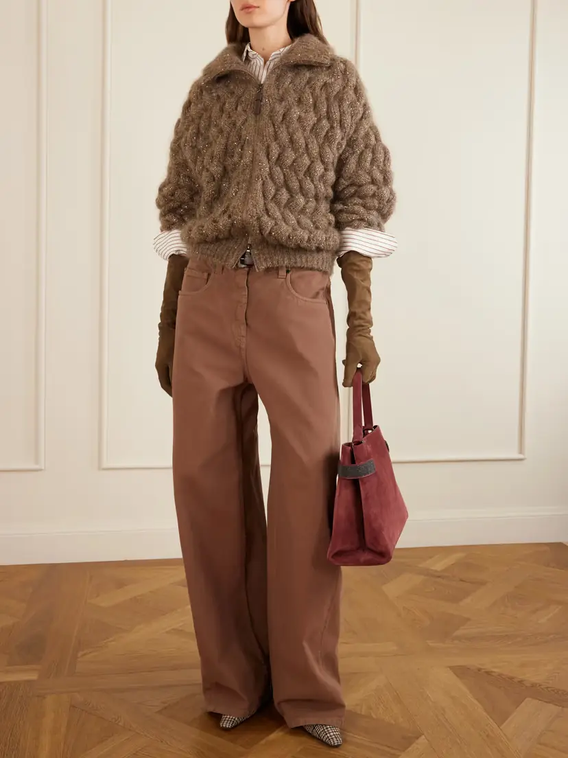 Brunello Cucinelli Sequin-embellished Mohair-blend Zip-up Cardigan | Thumbnail 2 Brunello Cucinelli Sequin-embellished Mohair-blend Zip-up Cardigan | Thumbnail 2