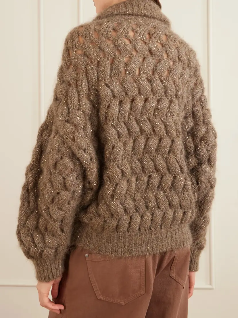 Brunello Cucinelli Sequin-embellished Mohair-blend Zip-up Cardigan | Thumbnail 4 Brunello Cucinelli Sequin-embellished Mohair-blend Zip-up Cardigan | Thumbnail 4