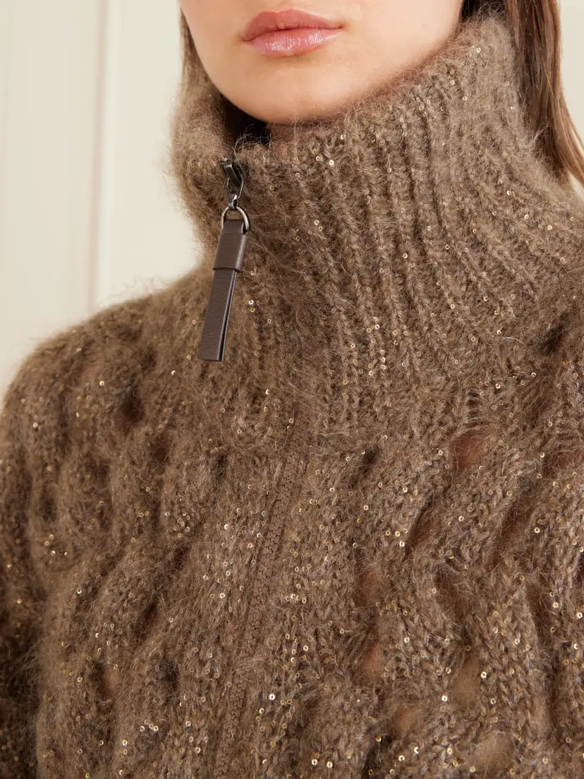Brunello Cucinelli Sequin-embellished Mohair-blend Zip-up Cardigan | Thumbnail 5 Brunello Cucinelli Sequin-embellished Mohair-blend Zip-up Cardigan | Thumbnail 5