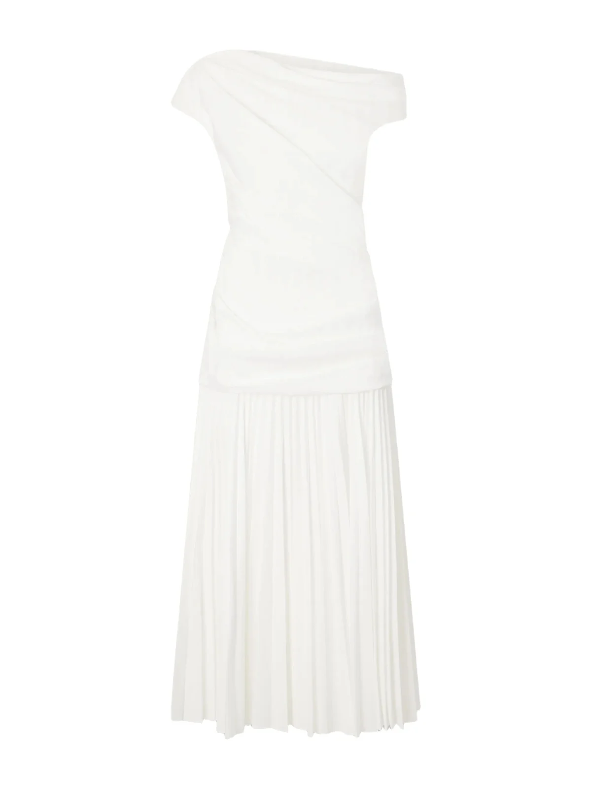Ammalie One-shoulder Draped Pleated Poplin Midi Dress Ammalie One-shoulder Draped Pleated Poplin Midi Dress