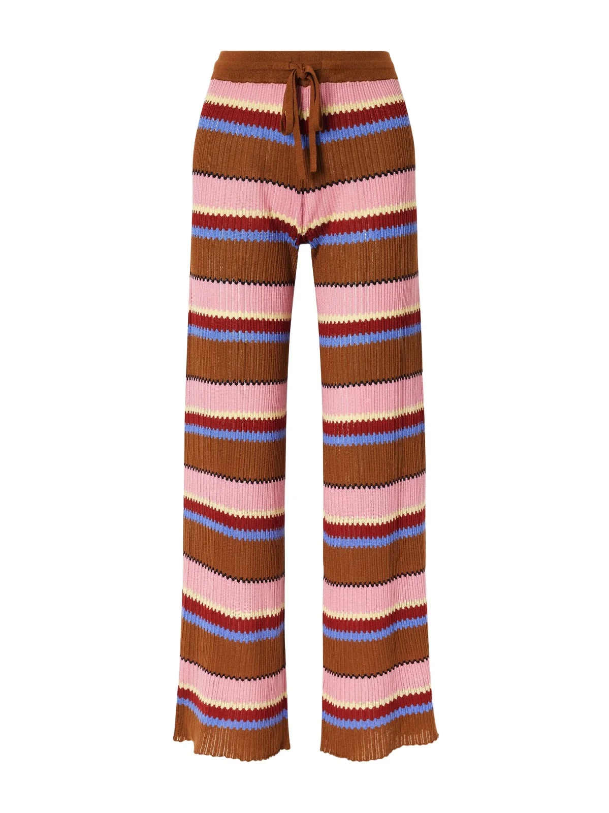 Palazzo Striped Ribbed Silk And Linen-blend Wide-leg Pants