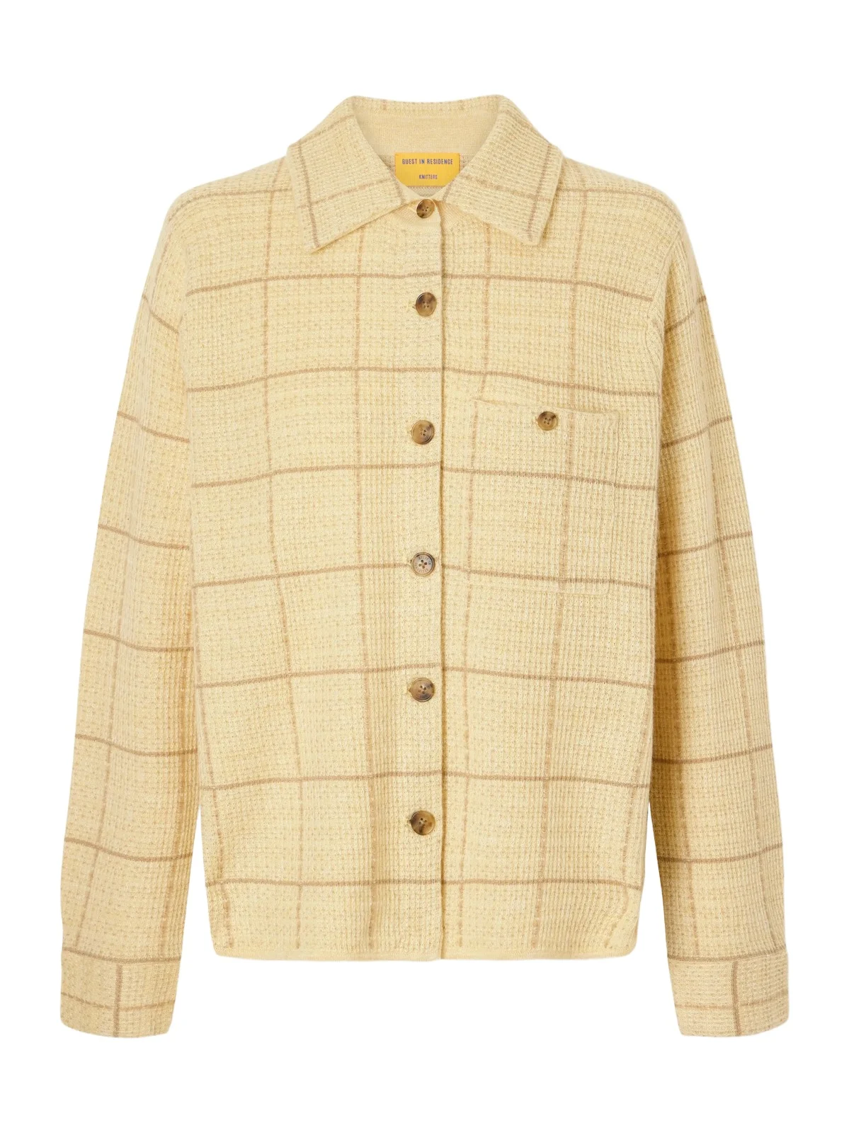 Dylan Checked Knitted Cashmere And Linen-blend Shirt - Yellow Dylan Checked Knitted Cashmere And Linen-blend Shirt - Yellow