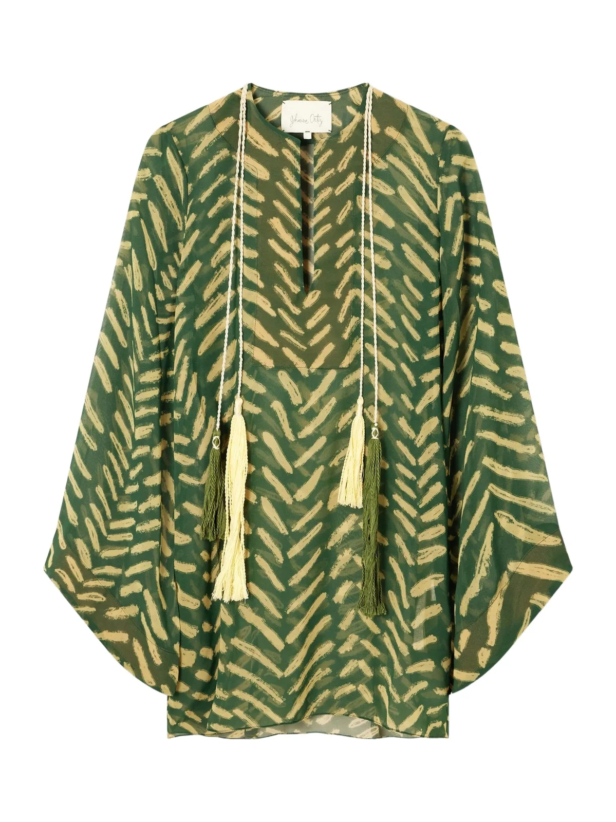 Refugio De Sol Tasseled Printed Recycled Georgette Coverup Refugio De Sol Tasseled Printed Recycled Georgette Coverup