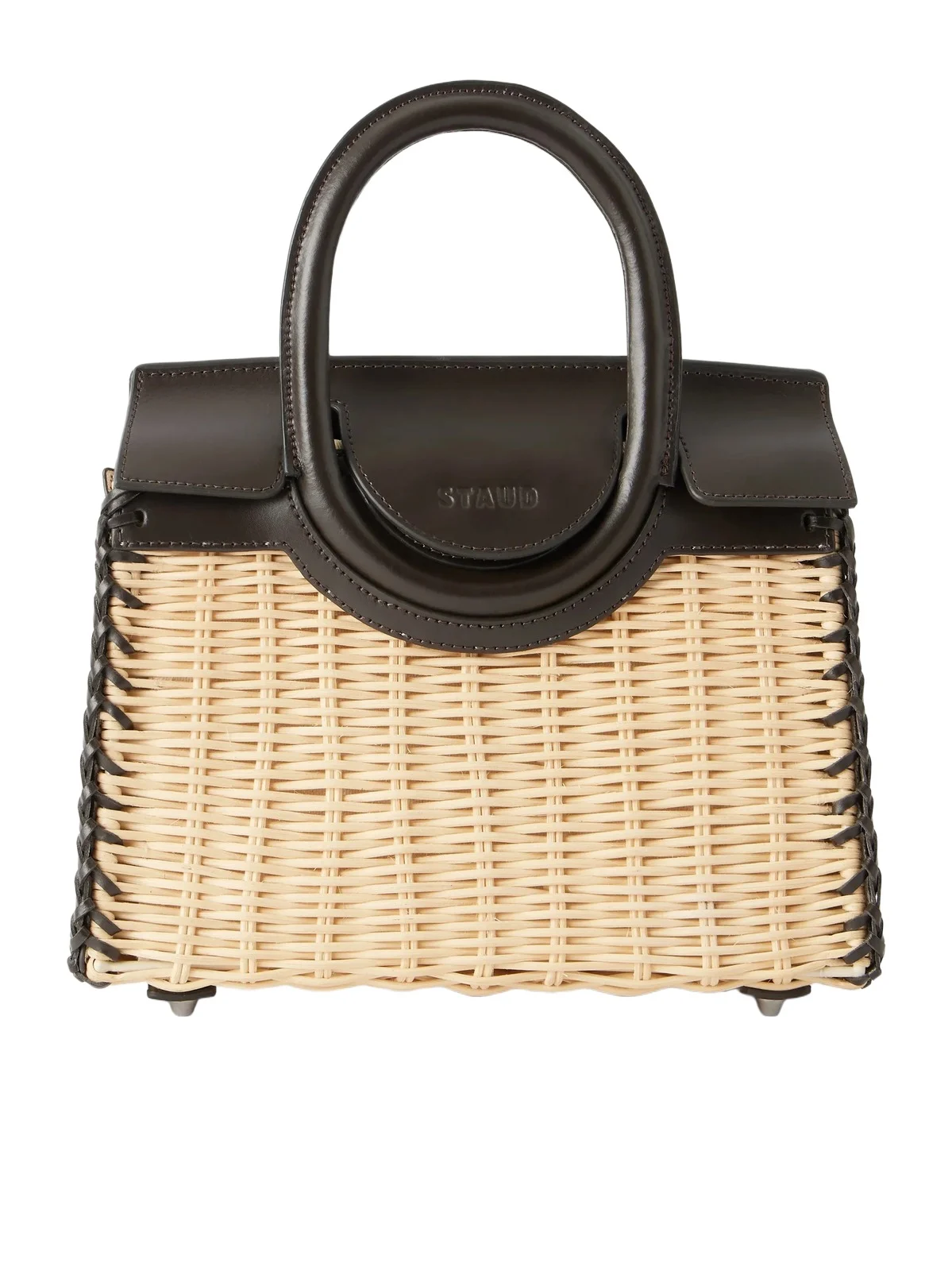 Maude Mini Leather-trimmed Raffia Tote Maude Mini Leather-trimmed Raffia Tote