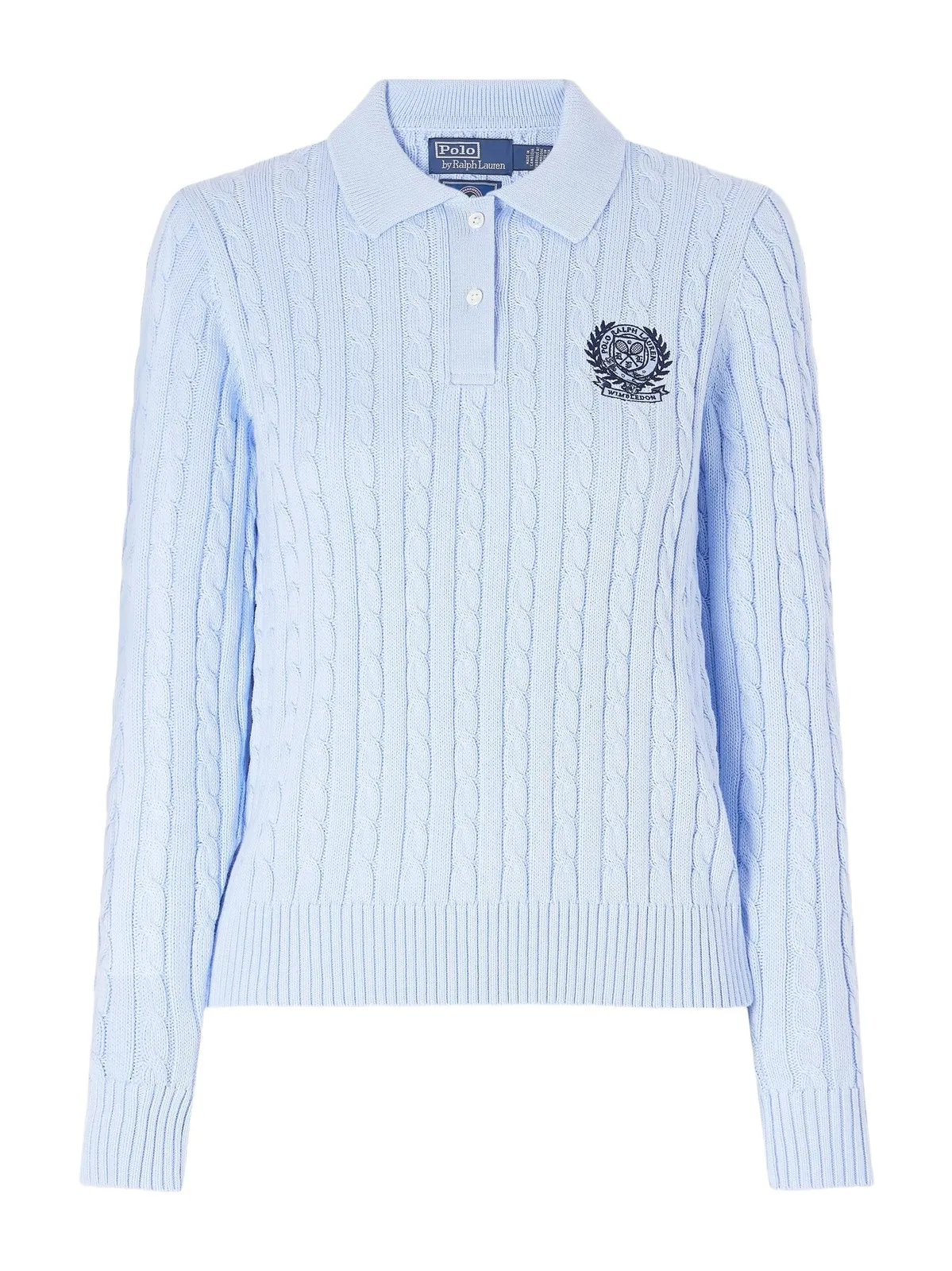 Polo Ralph Lauren + Wimbledon Logo-embroidered Cable-knit Cotton Polo Shirt
