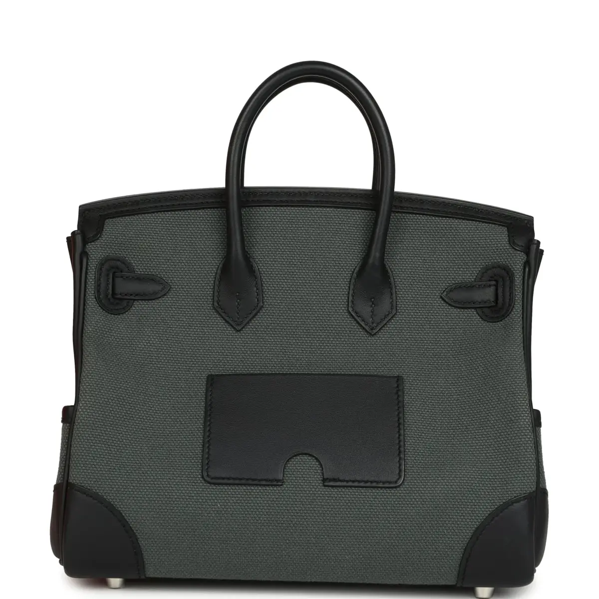HERMÈS Hermes Birkin 25 Cargo Vert Mangrove Toile Goeland and Black Swift Palladium Hardware | Thumbnail 4 HERMÈS Hermes Birkin 25 Cargo Vert Mangrove Toile Goeland and Black Swift Palladium Hardware | Thumbnail 4