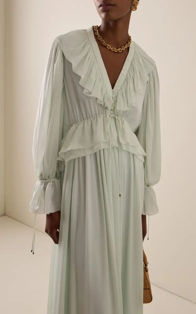 Chloé Ruffled Georgette Maxi Dress | Thumbnail 3 Chloé Ruffled Georgette Maxi Dress | Thumbnail 3
