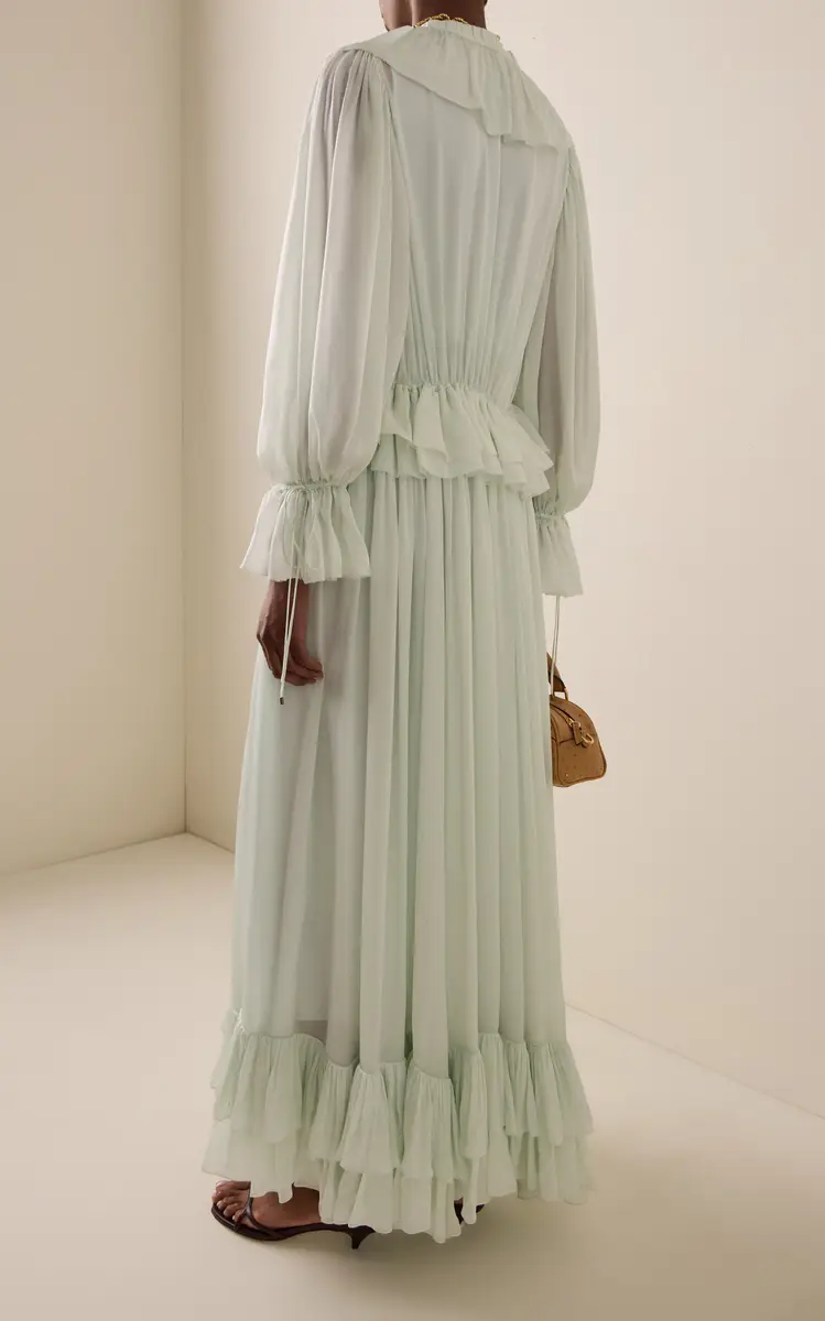 Chloé Ruffled Georgette Maxi Dress | Thumbnail 4 Chloé Ruffled Georgette Maxi Dress | Thumbnail 4