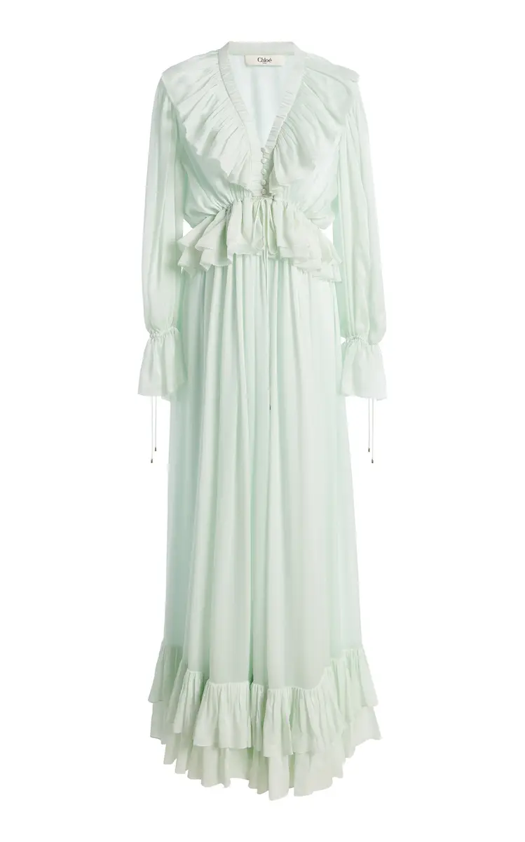 Chloé Ruffled Georgette Maxi Dress | Image 1 Chloé Ruffled Georgette Maxi Dress | Image 1