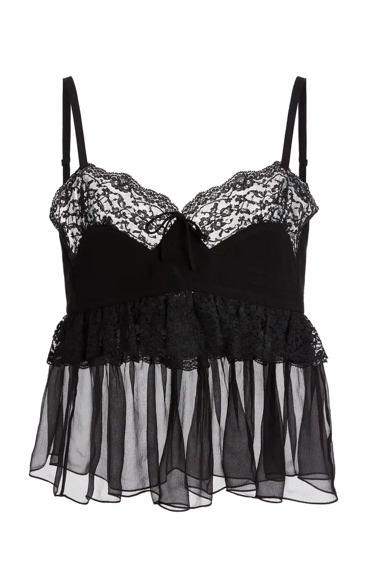 Chloé Lace-Trimmed Silk Crepe De Chine Tank Top | Thumbnail 5 Chloé Lace-Trimmed Silk Crepe De Chine Tank Top | Thumbnail 5