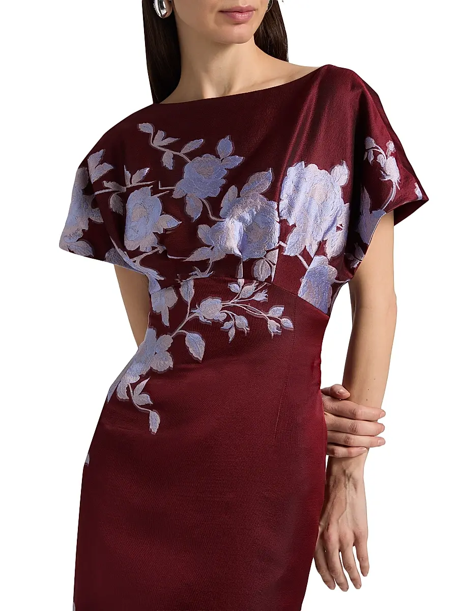Lela Rose Women's Rose Fil Coupé Column Gown | Thumbnail 6 Lela Rose Women's Rose Fil Coupé Column Gown | Thumbnail 6