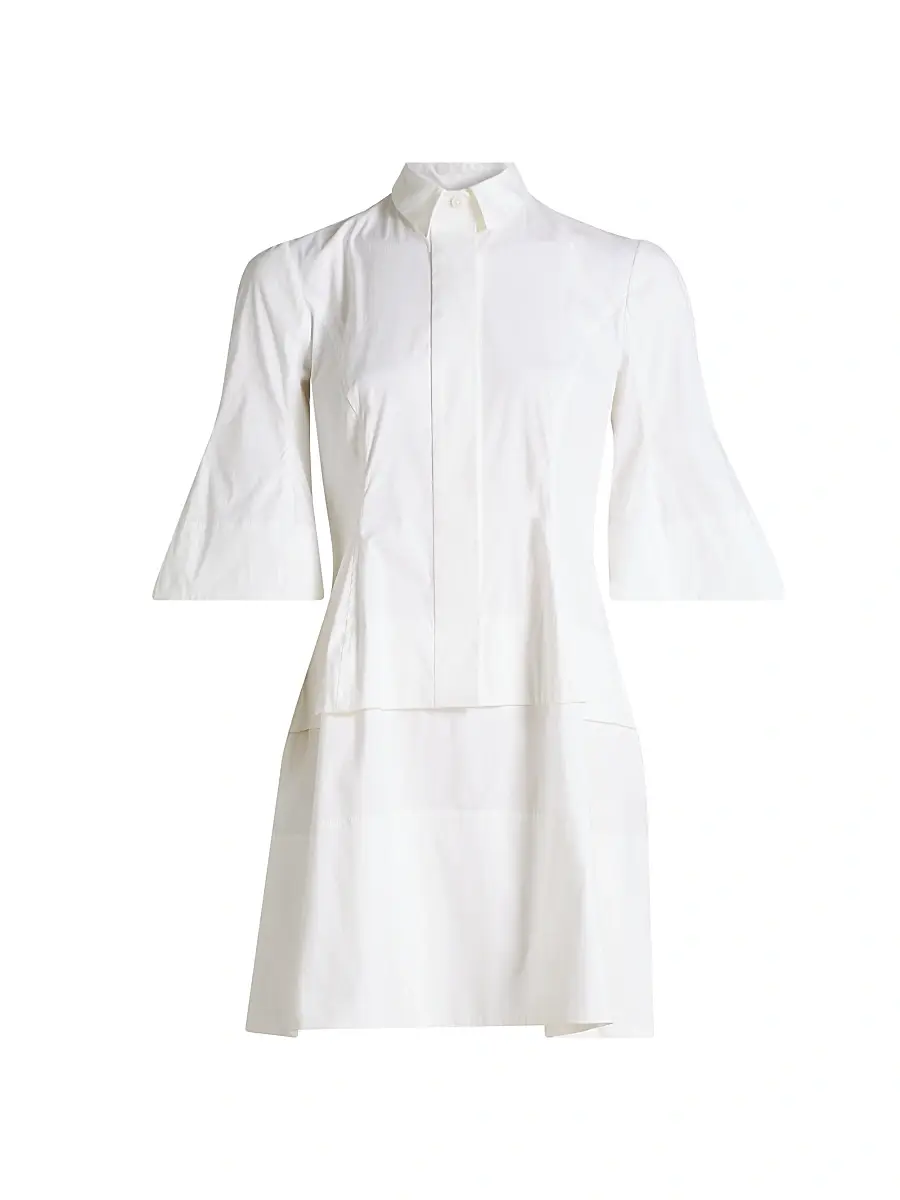 Lela Rose Women's Poplin Flare-Sleeve Shirtdress | Image 1 Lela Rose Women's Poplin Flare-Sleeve Shirtdress | Image 1