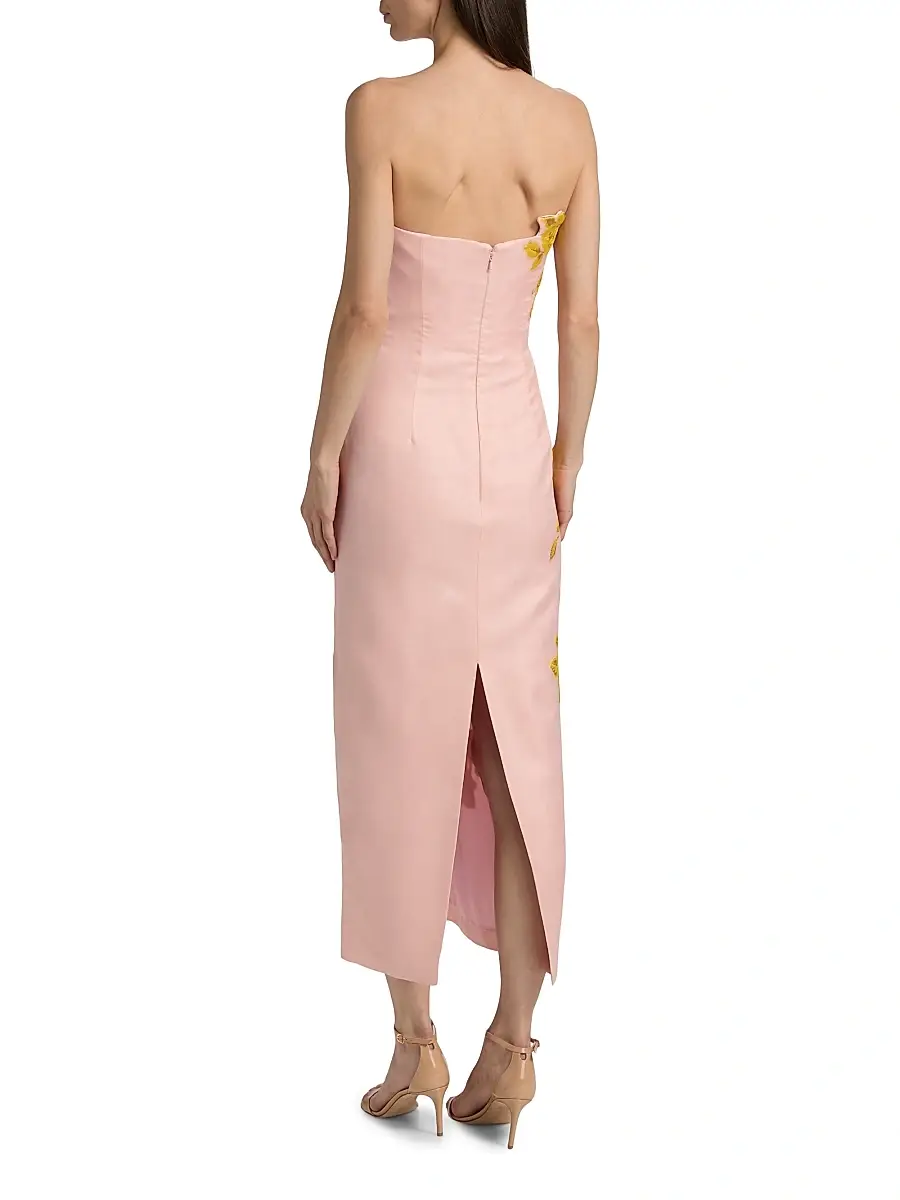 Lela Rose Women's Rose Fil Coupé Strapless Midi-Dress | Thumbnail 5 Lela Rose Women's Rose Fil Coupé Strapless Midi-Dress | Thumbnail 5
