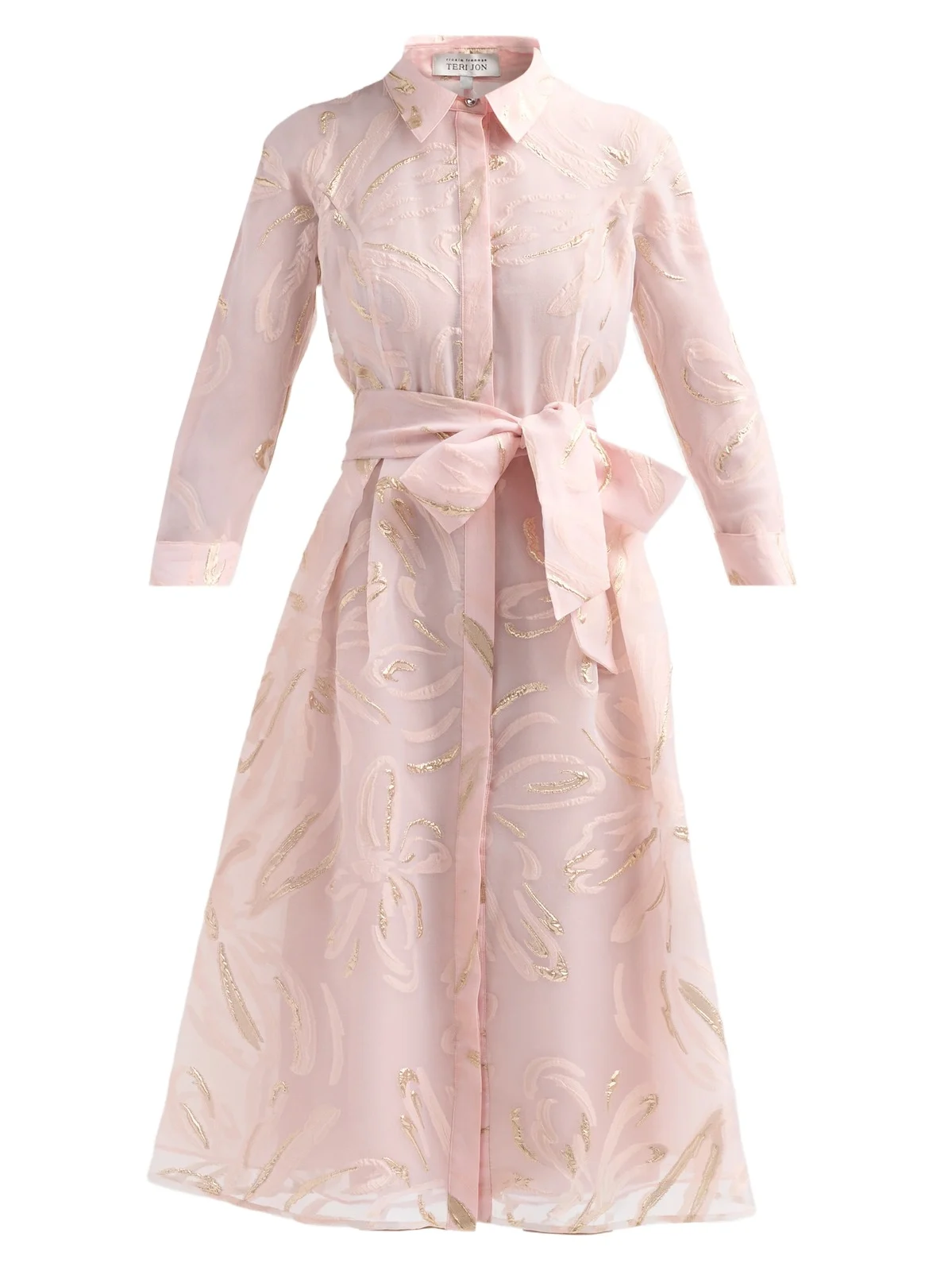Women's Metallic Jacquard Organza Midi Shirtdress Women's Metallic Jacquard Organza Midi Shirtdress