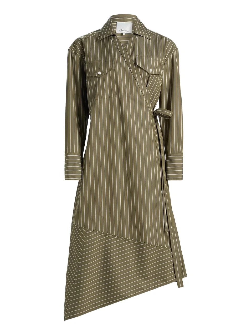 Women's Asymmetric Striped Poplin Wrap Shirtdress Women's Asymmetric Striped Poplin Wrap Shirtdress