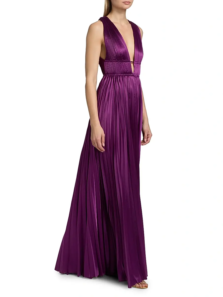Ulla Johnson Women's Lena Accordion-Pleated Satin Gown | Thumbnail 2 Ulla Johnson Women's Lena Accordion-Pleated Satin Gown | Thumbnail 2