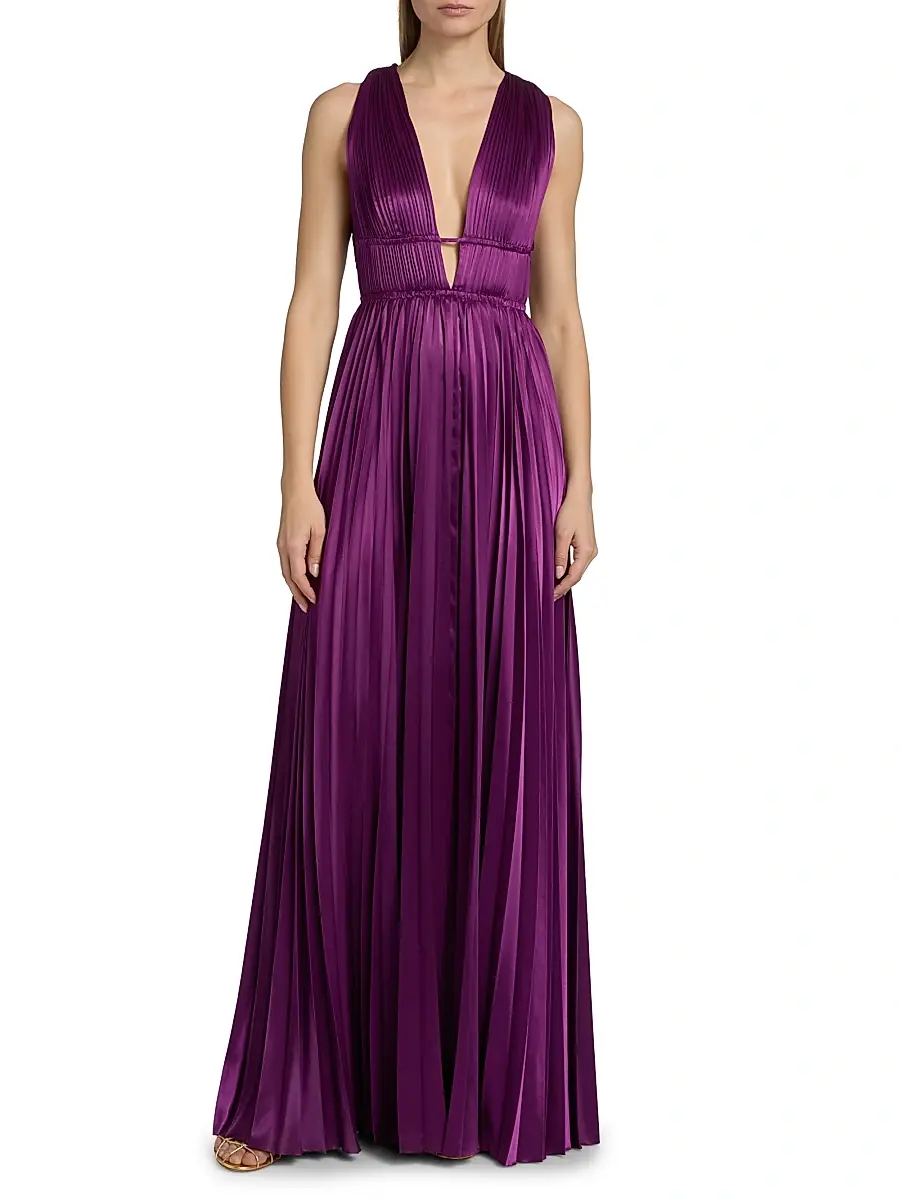 Ulla Johnson Women's Lena Accordion-Pleated Satin Gown | Thumbnail 3 Ulla Johnson Women's Lena Accordion-Pleated Satin Gown | Thumbnail 3
