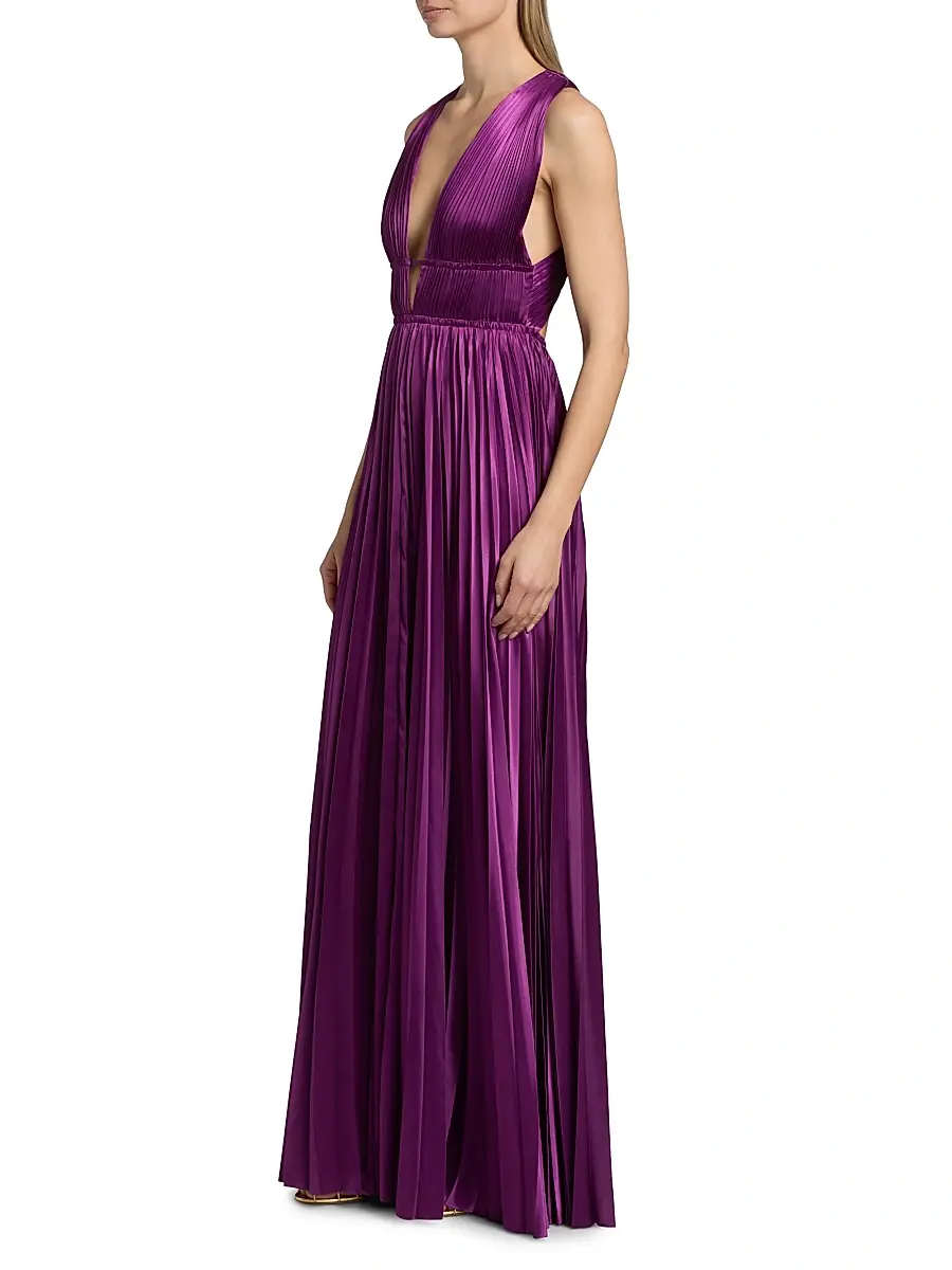 Ulla Johnson Women's Lena Accordion-Pleated Satin Gown | Thumbnail 4 Ulla Johnson Women's Lena Accordion-Pleated Satin Gown | Thumbnail 4