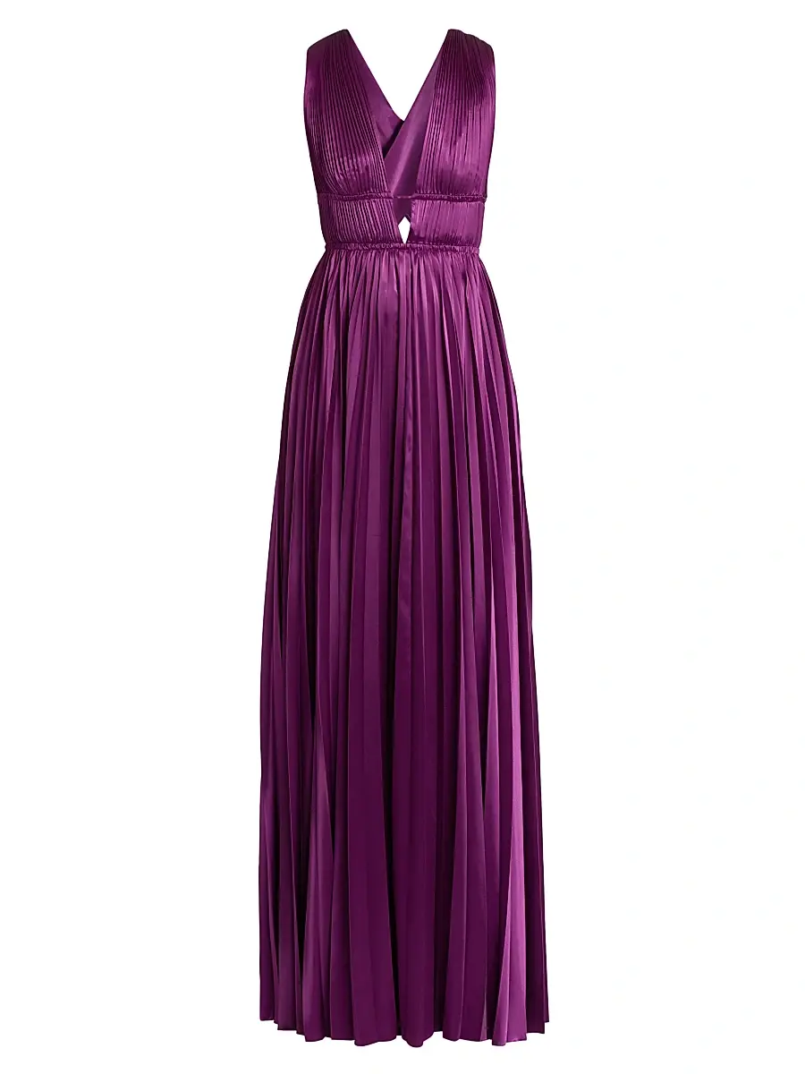 Ulla Johnson Women's Lena Accordion-Pleated Satin Gown - Amaranth - Size 16 | Image 1 Ulla Johnson Women's Lena Accordion-Pleated Satin Gown - Amaranth - Size 16 | Image 1