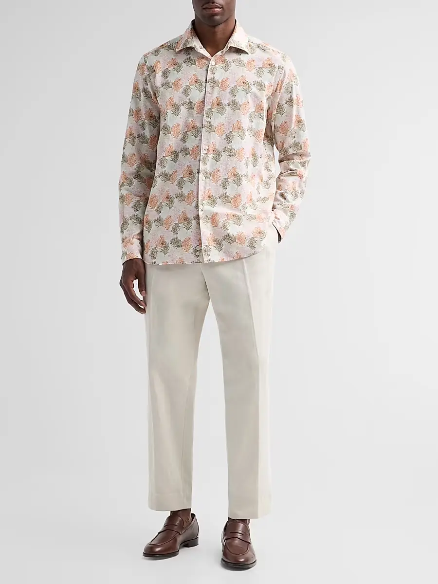 Saks Fifth Avenue Men's COLLECTION Palm Cotton Shirt | Thumbnail 2 Saks Fifth Avenue Men's COLLECTION Palm Cotton Shirt | Thumbnail 2