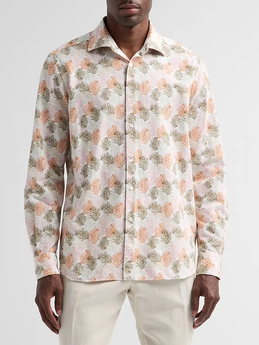 Saks Fifth Avenue Men's COLLECTION Palm Cotton Shirt | Thumbnail 4 Saks Fifth Avenue Men's COLLECTION Palm Cotton Shirt | Thumbnail 4