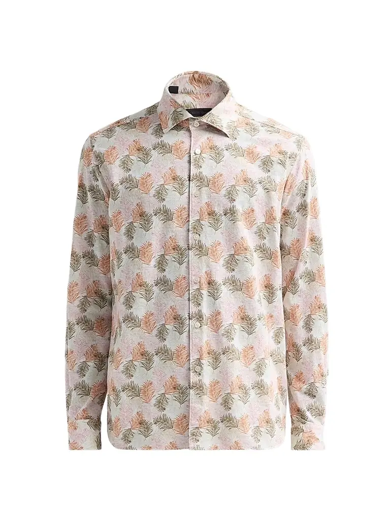 Saks Fifth Avenue Men's COLLECTION Palm Cotton Shirt - Orange | Image 1 Saks Fifth Avenue Men's COLLECTION Palm Cotton Shirt - Orange | Image 1