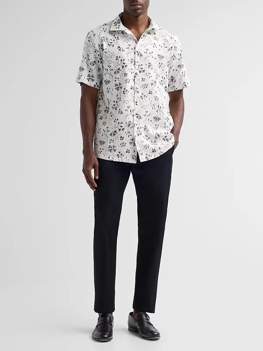 Saks Fifth Avenue Men's COLLECTION Flower Linen-Cotton Short-Sleeve Shirt | Thumbnail 2