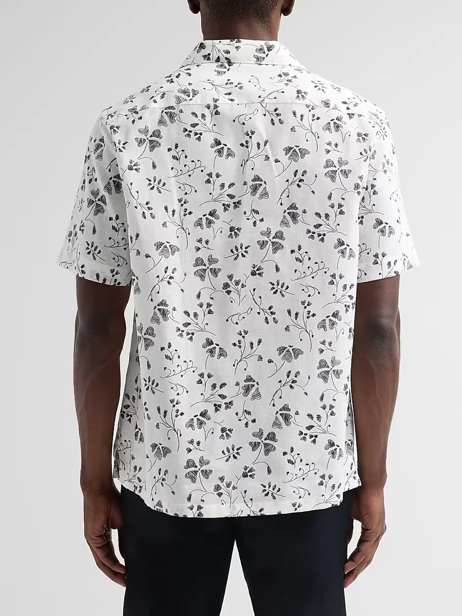 Saks Fifth Avenue Men's COLLECTION Flower Linen-Cotton Short-Sleeve Shirt | Thumbnail 3