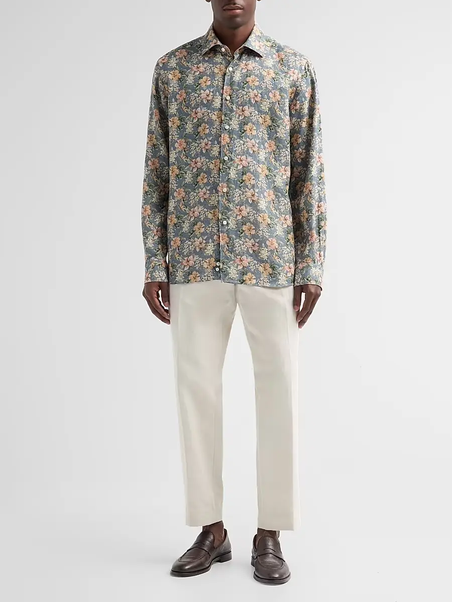 Saks Fifth Avenue Men's COLLECTION Flower Linen Shirt | Thumbnail 2 Saks Fifth Avenue Men's COLLECTION Flower Linen Shirt | Thumbnail 2