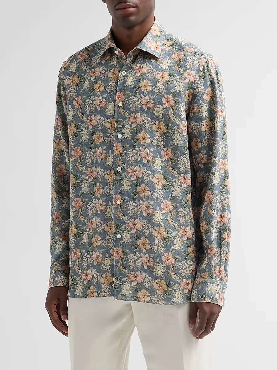 Saks Fifth Avenue Men's COLLECTION Flower Linen Shirt | Thumbnail 4 Saks Fifth Avenue Men's COLLECTION Flower Linen Shirt | Thumbnail 4