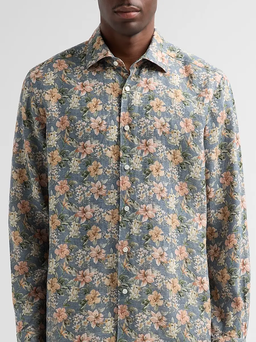 Saks Fifth Avenue Men's COLLECTION Flower Linen Shirt | Thumbnail 5 Saks Fifth Avenue Men's COLLECTION Flower Linen Shirt | Thumbnail 5