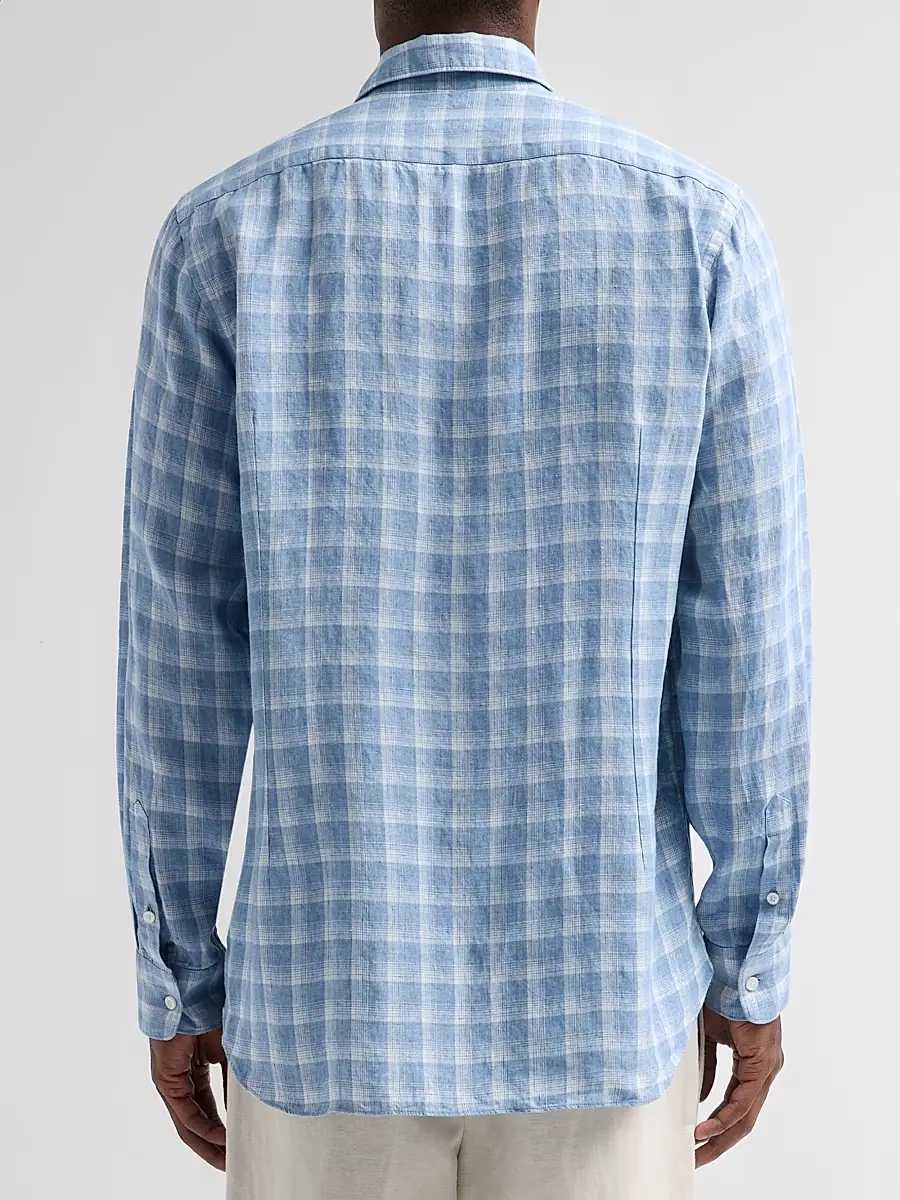 Saks Fifth Avenue Men's COLLECTION Check Linen Shirt | Thumbnail 3 Saks Fifth Avenue Men's COLLECTION Check Linen Shirt | Thumbnail 3