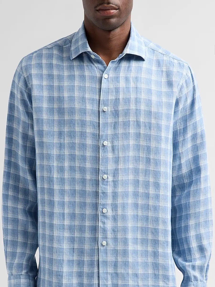 Saks Fifth Avenue Men's COLLECTION Check Linen Shirt | Thumbnail 5 Saks Fifth Avenue Men's COLLECTION Check Linen Shirt | Thumbnail 5