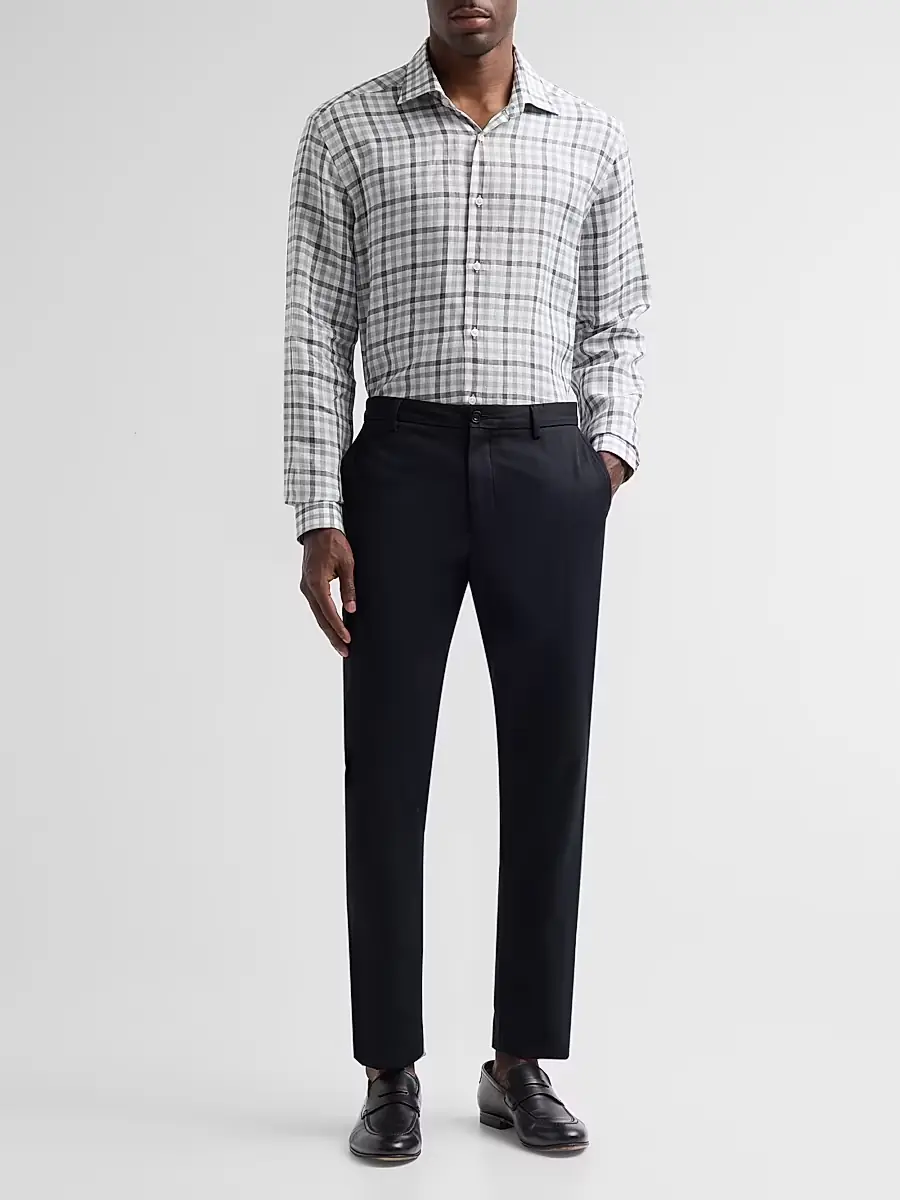 Saks Fifth Avenue Men's COLLECTION Check Linen Shirt | Thumbnail 2 Saks Fifth Avenue Men's COLLECTION Check Linen Shirt | Thumbnail 2