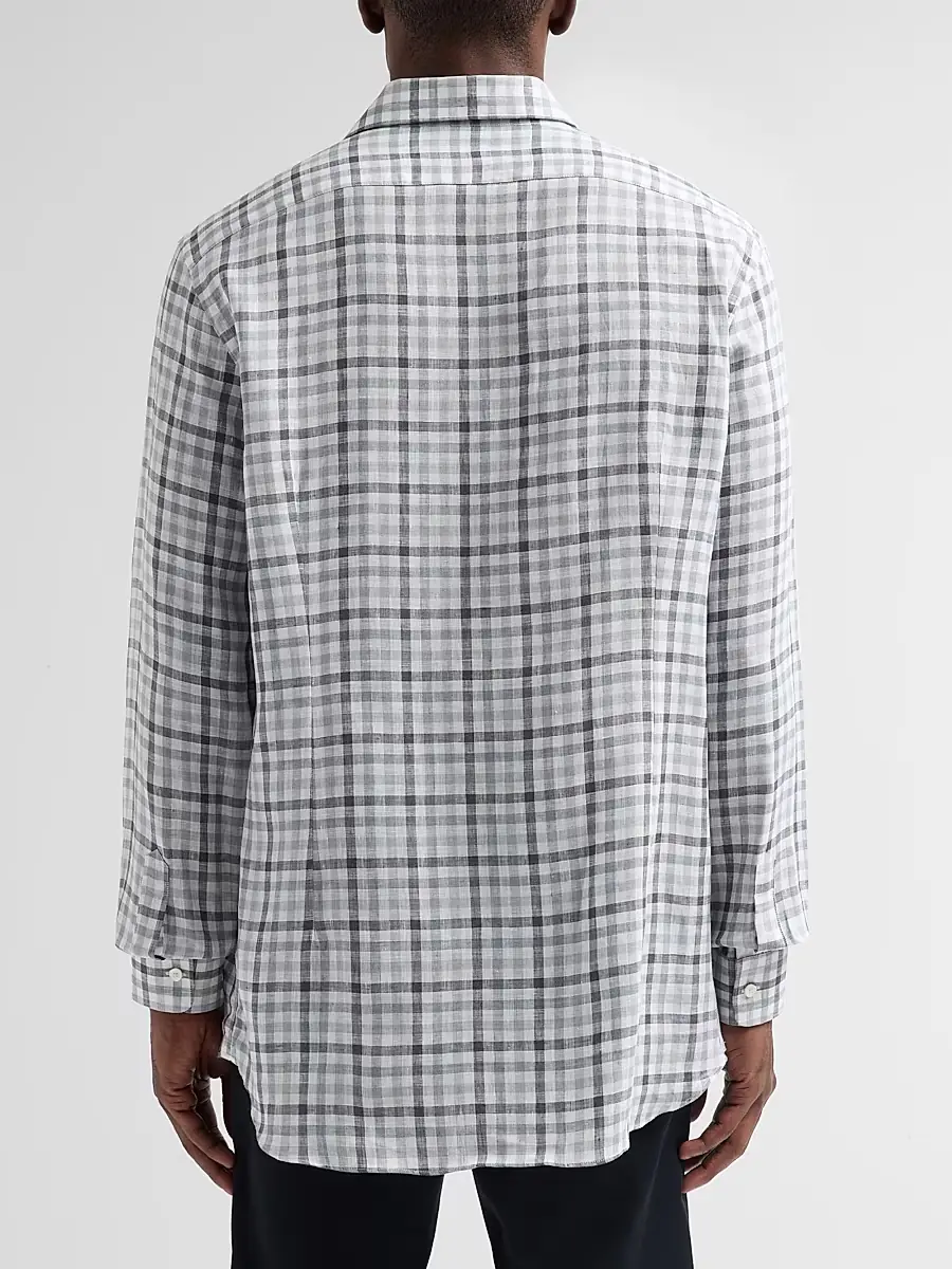 Saks Fifth Avenue Men's COLLECTION Check Linen Shirt | Thumbnail 3 Saks Fifth Avenue Men's COLLECTION Check Linen Shirt | Thumbnail 3