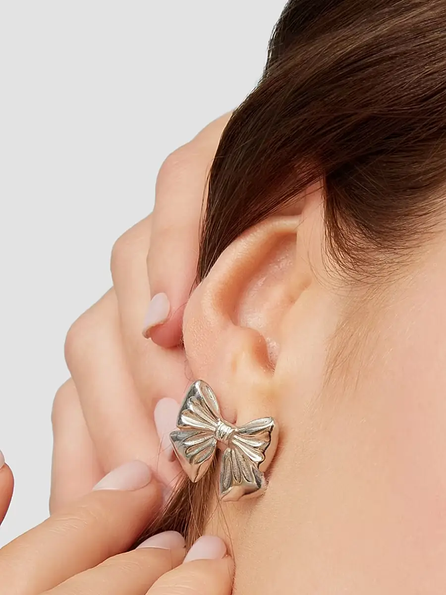Oradina Women's In The Present Studs in Sterling Silver - Silver | Thumbnail 3