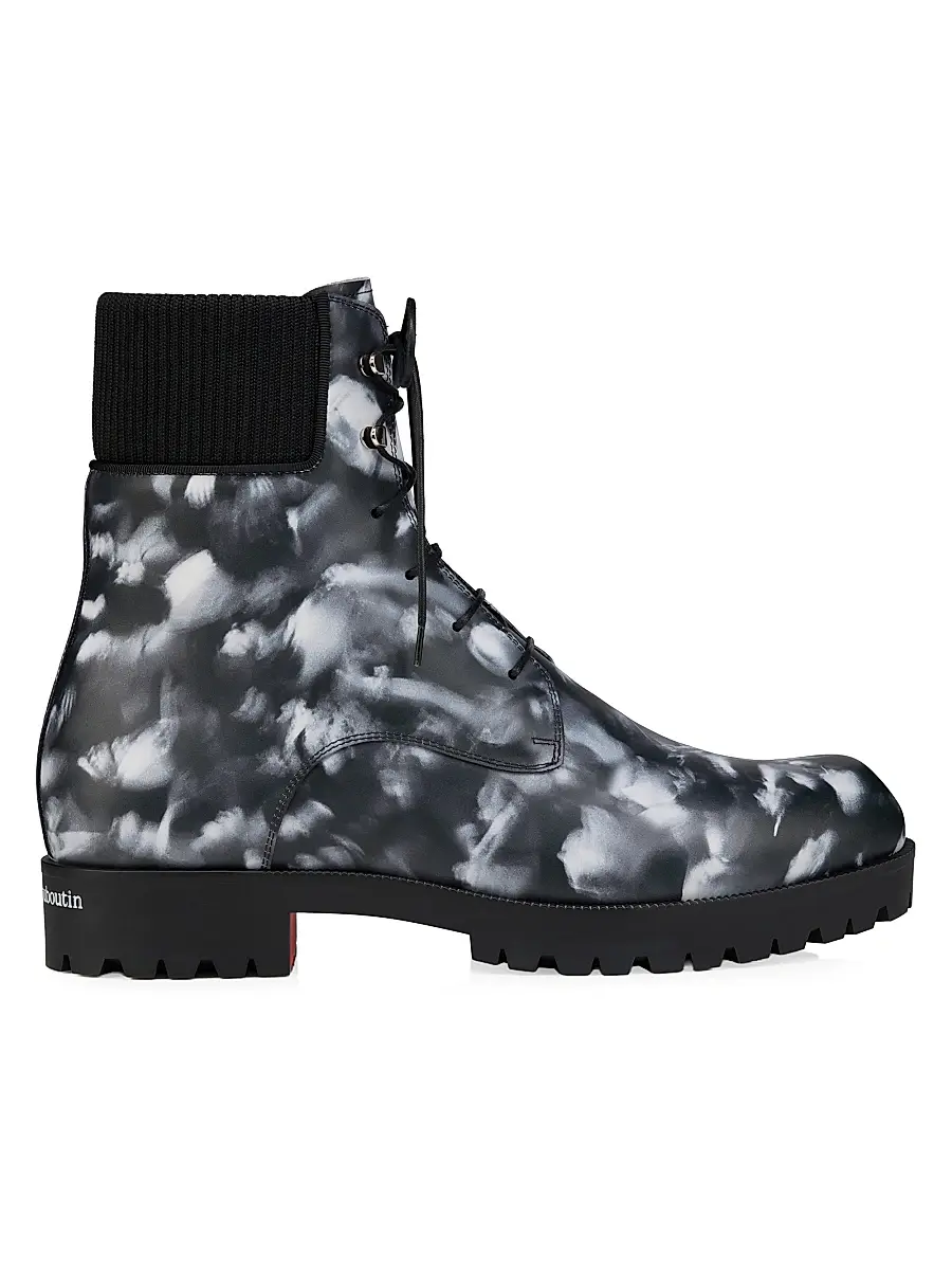 Christian Louboutin Men's Trapman TCT 2 Leather Lace-Up Booties - Black White - Size 13 | Image 1 Christian Louboutin Men's Trapman TCT 2 Leather Lace-Up Booties - Black White - Size 13 | Image 1