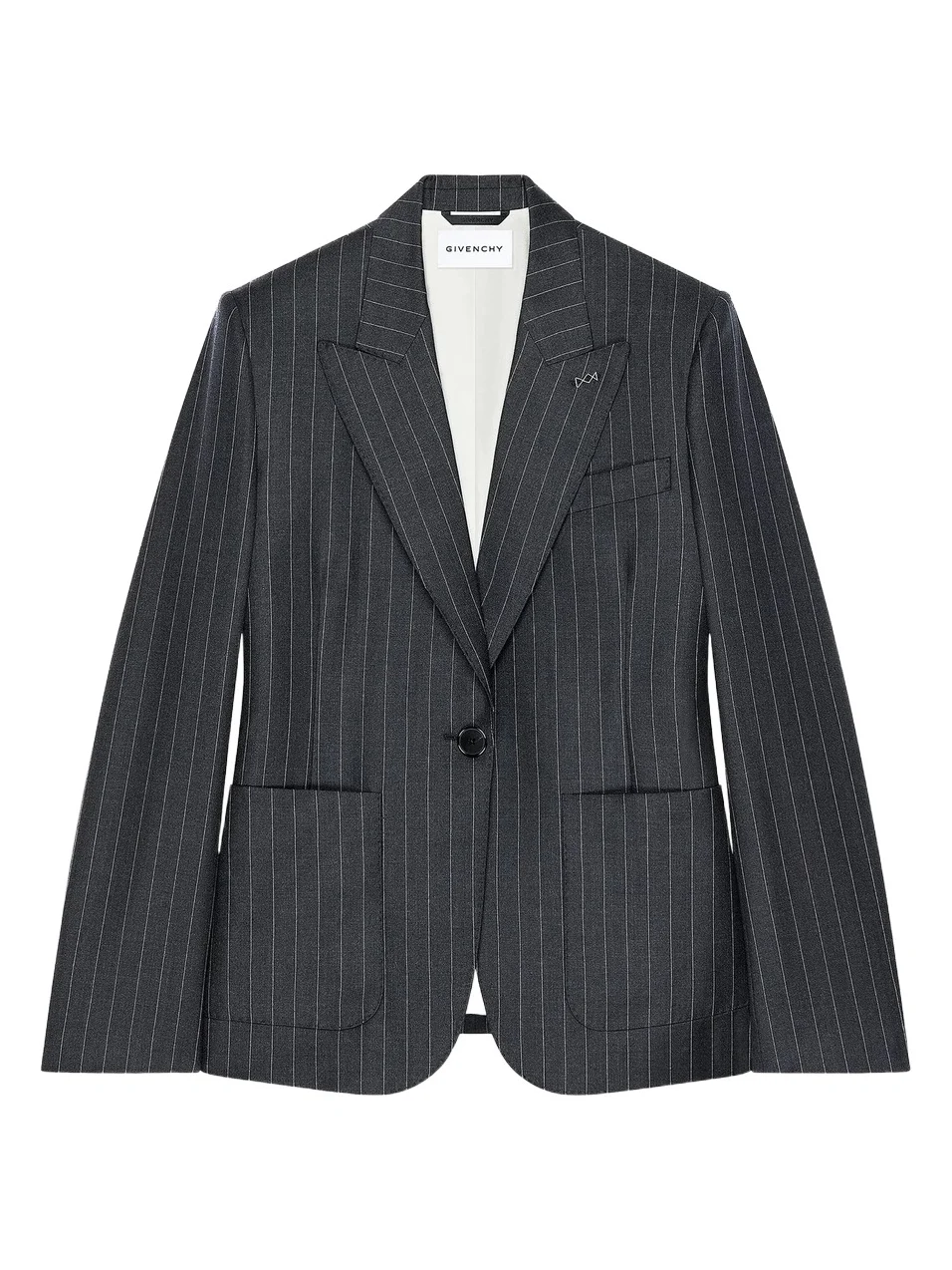 Women's Single-Breasted Striped Blazer in Wool - Grey Mix Women's Single-Breasted Striped Blazer in Wool - Grey Mix