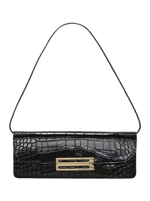 Women's Dorian East-West Croc-Embossed Leather Convertible Clutch