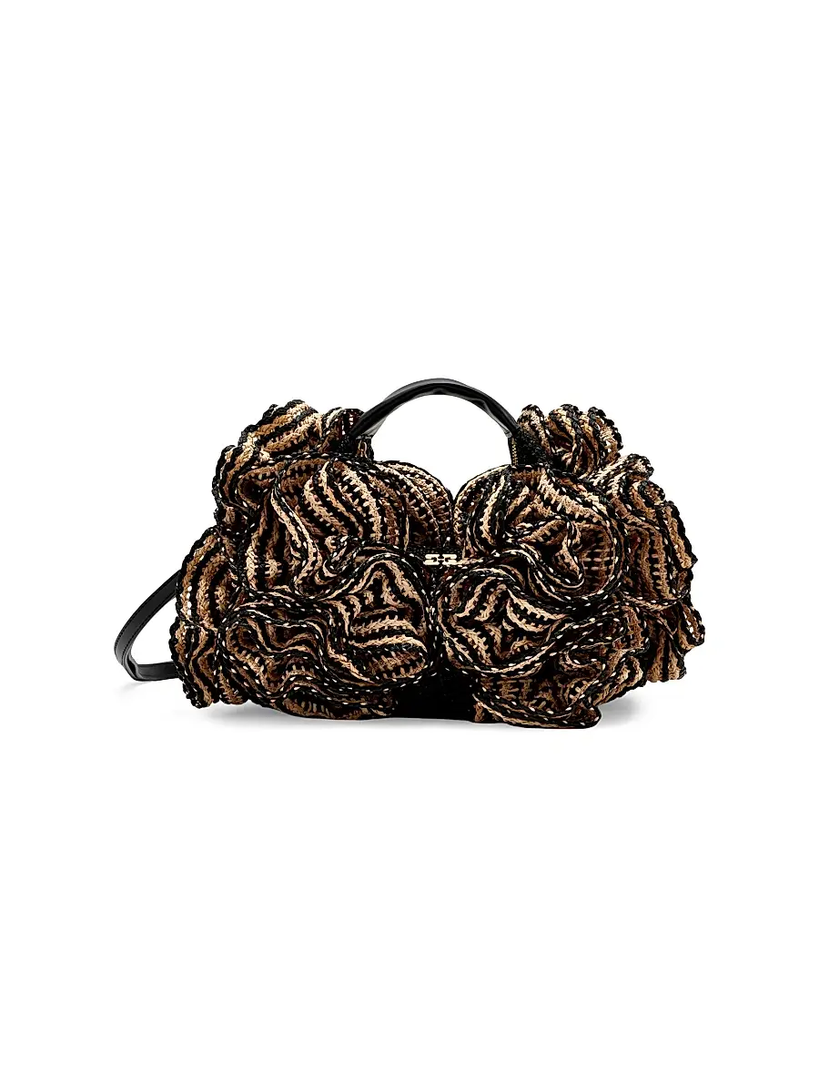 Ganni Women's Froufrou Mini Hobo Bag - Black | Image 1 Ganni Women's Froufrou Mini Hobo Bag - Black | Image 1