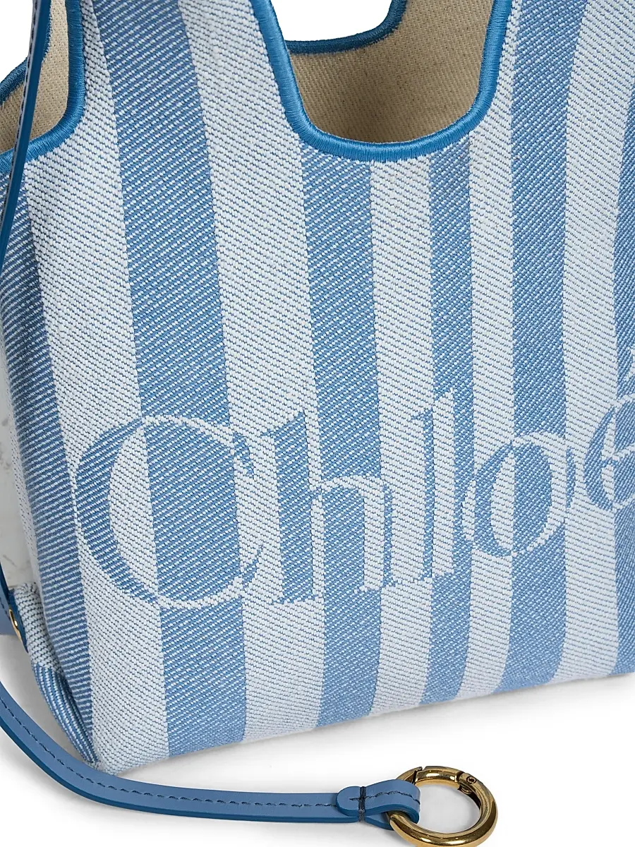 Chloé Women's Stripy Mini Jacquard Tote Bag - Surfing Blue | Thumbnail 3 Chloé Women's Stripy Mini Jacquard Tote Bag - Surfing Blue | Thumbnail 3