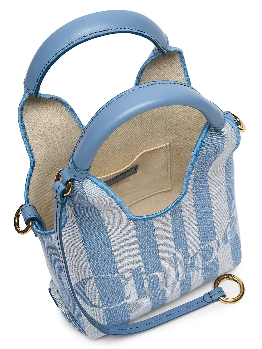 Chloé Women's Stripy Mini Jacquard Tote Bag - Surfing Blue | Thumbnail 4 Chloé Women's Stripy Mini Jacquard Tote Bag - Surfing Blue | Thumbnail 4