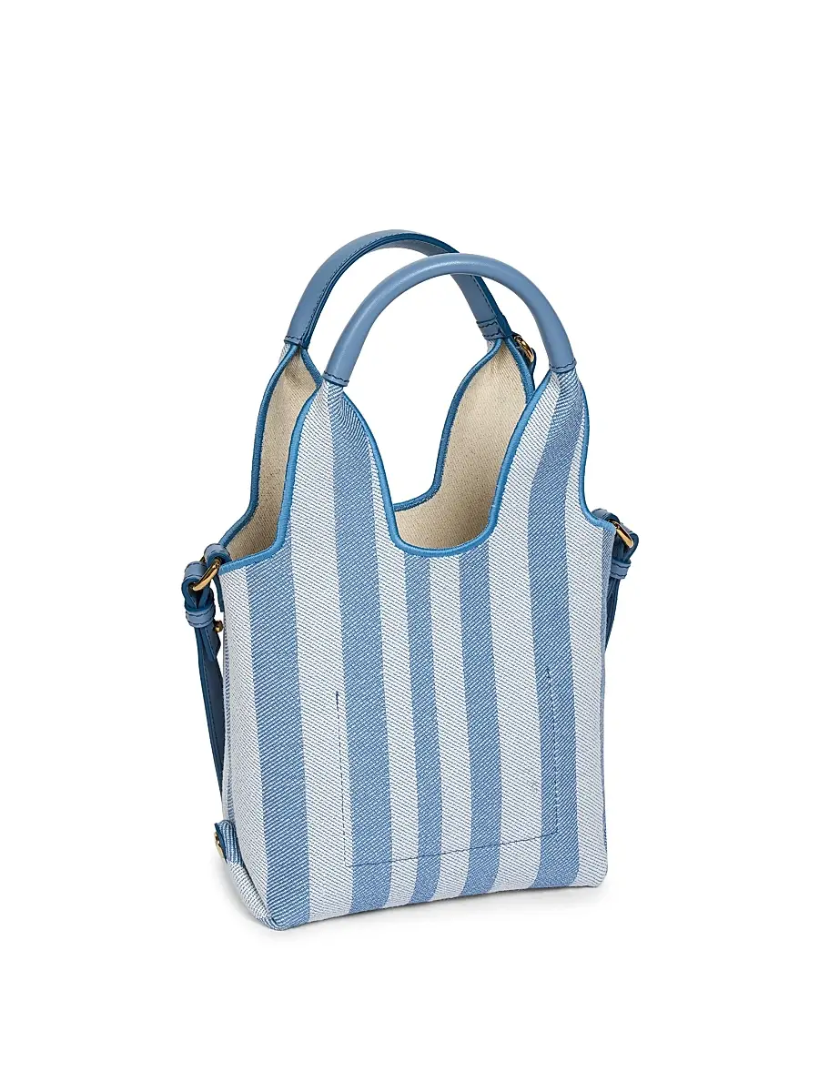 Chloé Women's Stripy Mini Jacquard Tote Bag - Surfing Blue | Thumbnail 5 Chloé Women's Stripy Mini Jacquard Tote Bag - Surfing Blue | Thumbnail 5