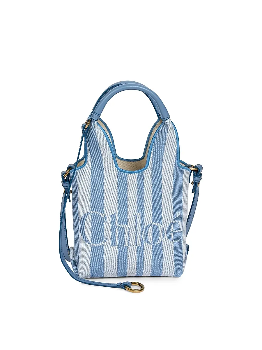 Women's Stripy Mini Jacquard Tote Bag - Surfing Blue Women's Stripy Mini Jacquard Tote Bag - Surfing Blue
