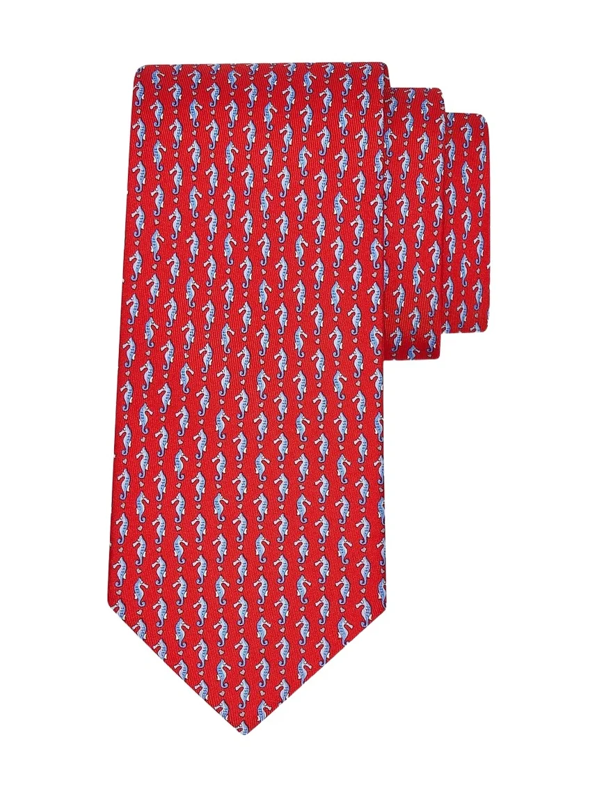 Ferragamo Men's Seahorse and Mini Hearts Silk Tie