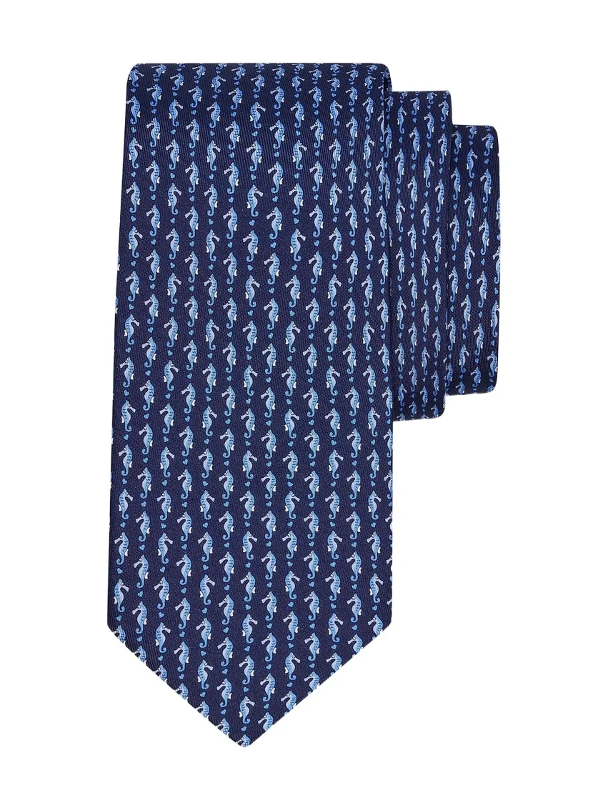 Ferragamo Men's Seahorse and Mini Hearts Silk Tie