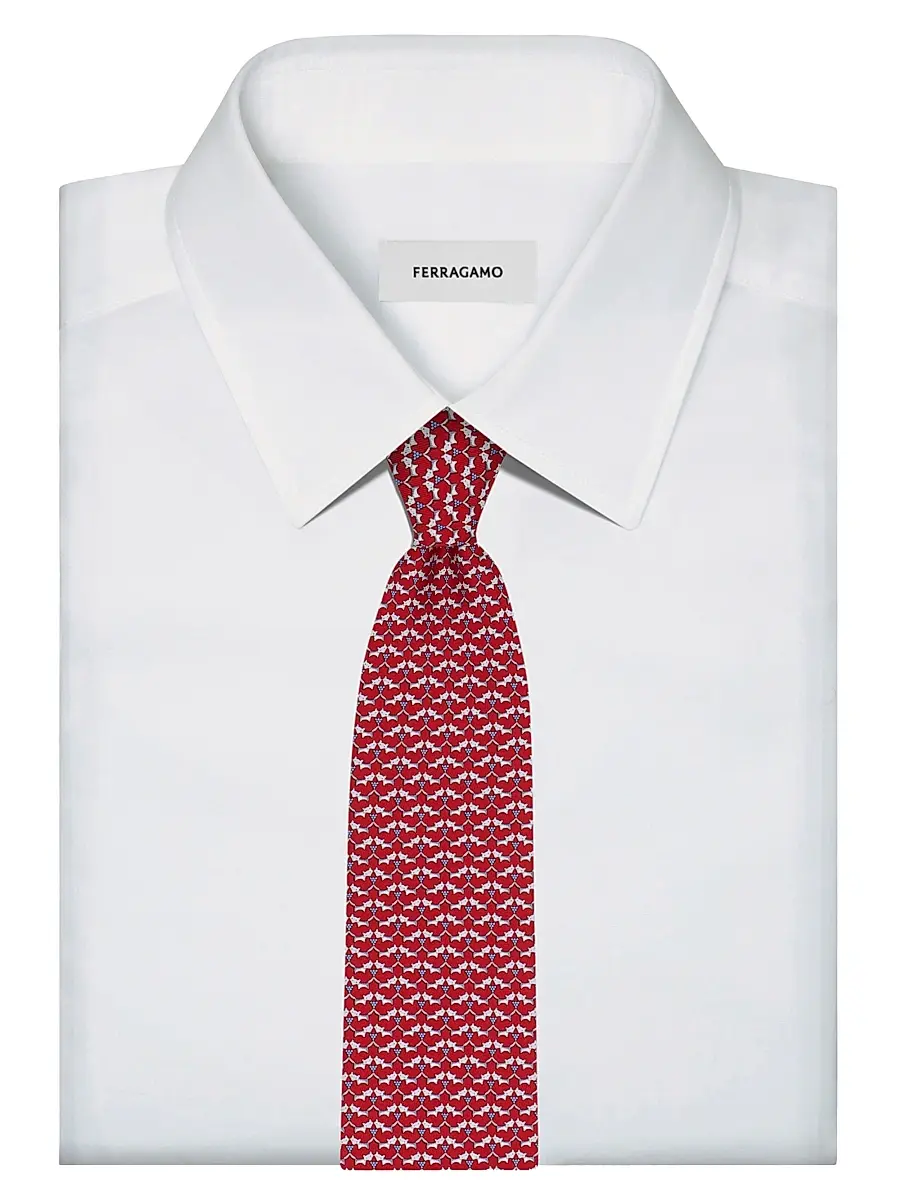 Ferragamo Men's Fox Print Silk Tie | Thumbnail 2 Ferragamo Men's Fox Print Silk Tie | Thumbnail 2
