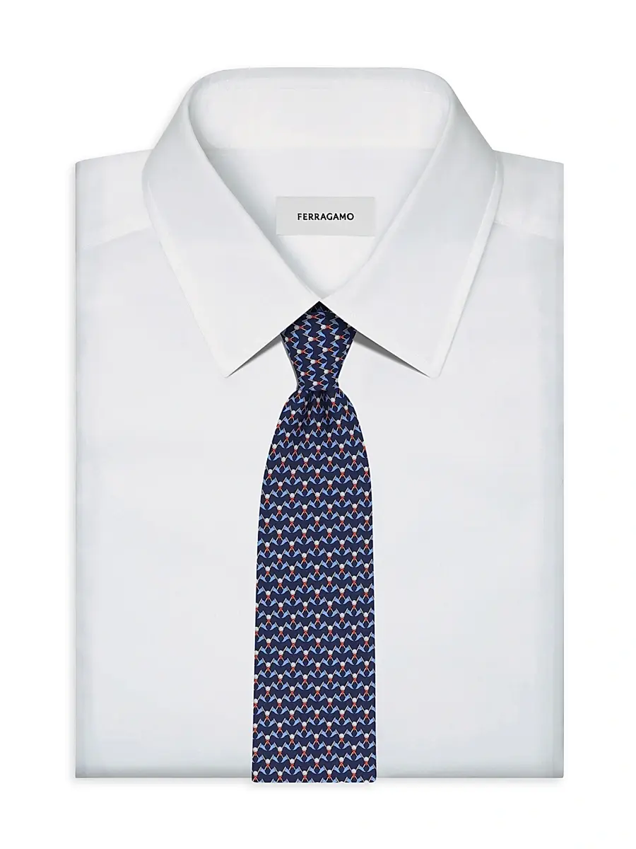 Ferragamo Men's Men's Golf-Print Silk Tie | Thumbnail 3 Ferragamo Men's Men's Golf-Print Silk Tie | Thumbnail 3