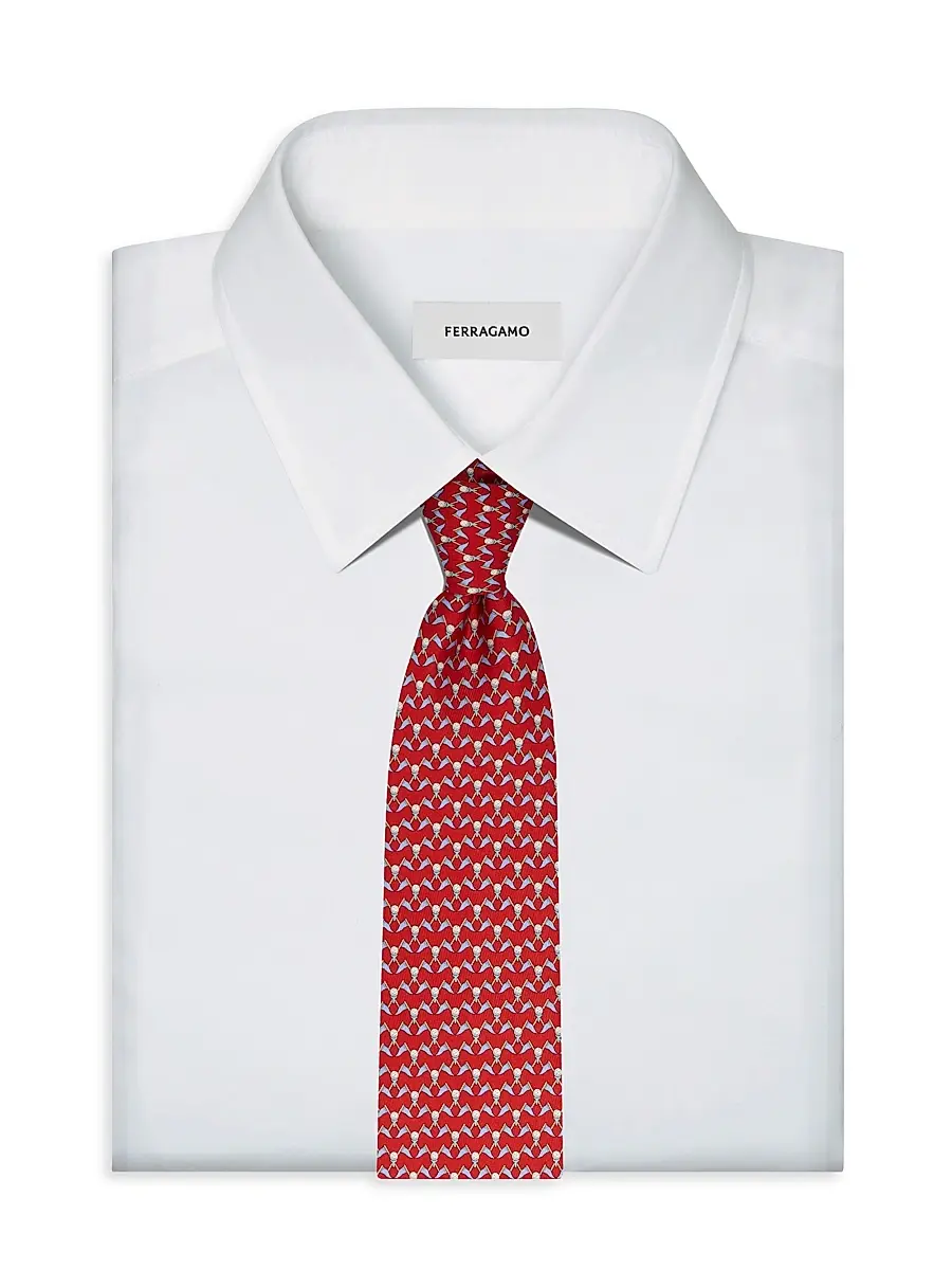 Ferragamo Men's Men's Golf-Print Silk Tie | Thumbnail 2